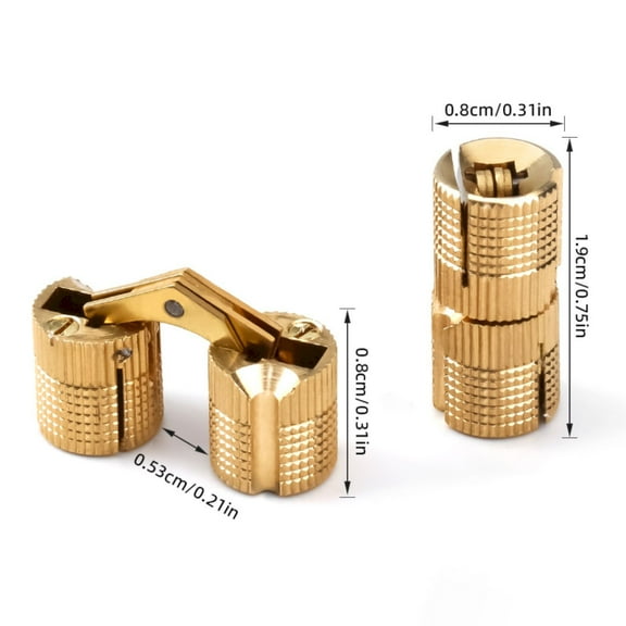 Brass Concealed Barrel Hinge One Way Hidden Hinge 8mm for Cabinet Wooden Door Jewelry Box,barrel hinge,concealed hinge,brass hardware,Gold,8mm