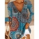 thumbnail image 3 of sweethay Camiseta de mujer Camisa estampada de manga larga Blusa informal con cuello en V de otoño Prendas para la parte del cuerpo Azul 3XL, 3 of 4
