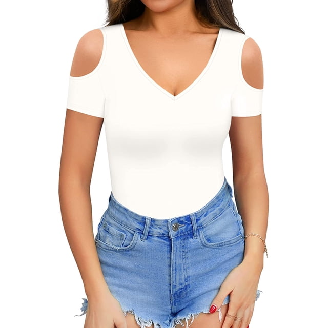 Xishao Body de manga larga sin mangas con un hombro descubierto, para mujer Xishao ropa
