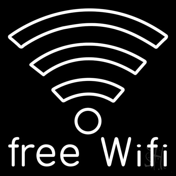 Free Wifi LED Neon Sign 24 x 24 - inches, Clear Edge Cut Acrylic Backing, with Dimmer - Bright and Premium built indoor LED Neon Sign for Computer & Electronics store decor.