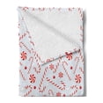 thumbnail image 2 of Candy Cane Soft Flannel Fleece Throw Blanket, Sugary Treats of New Year Celebrations Pattern of Holiday Food, Cozy Plush for Indoor and Outdoor Use, 50" x 70", Red White Coconut, by Ambesonne, 2 of 5