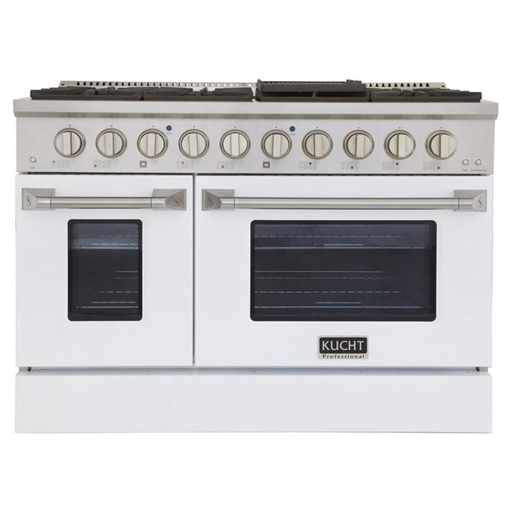Pemberly Row 48" Stainless Steel Propane Gas Range in Silver/White