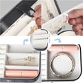 thumbnail image 4 of Wattne Travel Jewelry Box, Small Portable Jewelry Organizer Mini Jewelry Case for Women, Earing Organizer, Leather Portable Jewelry Storage Boxes for Rings Earrings Necklaces Bracelets (Black), 4 of 7