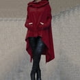 thumbnail image 2 of XFLWAM Womens Cowl Neck Long Sleeve Sweatshirts Hooded Knitted Cloak Gothic Costumes Pullover Asymmetric Hem Tops Coat Wine Red L, 2 of 8