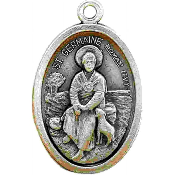 Saint Germaine Patron Patroness of The Disabled Pray for Us Medal Silver Oxidized Blessed by His Holiness