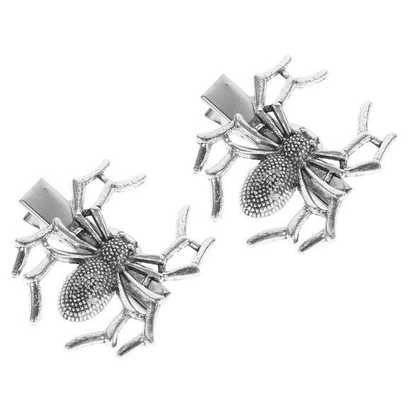 WHAMVOX 2Pcs  Themed Spider Clips Silver For Ladies Role Play