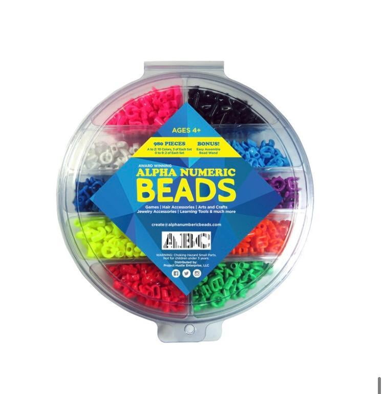 Alpha Numeric Beads Plastic Alphabet and Number Master Kit 980 Pieces Laces + Wand