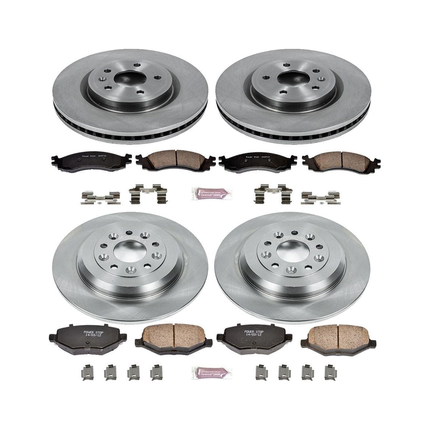 Power Stop Front and Rear Stock Replacement Brake Pad and Rotor Kit KOE5582 Fits 2011 Ford Taurus