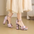 thumbnail image 5 of SACFOF Womens Chunky Block High Heel Peep Open Toe Platform Sandals Ankle Strap Buckle Dress Shoes Prom Party 4.33 Inches Heels, 5 of 6