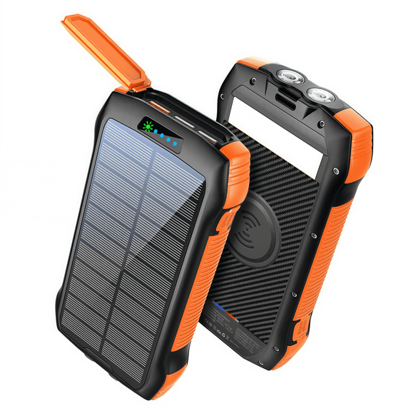 Solar Power Bank 33500mAh - Wireless Portable Charger with USB C Input/Output Fast Charge - 3.0A Solar Charger External Battery with Flashlight for Phone, Tablet and Camping Outdoors