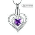 thumbnail image 2 of Heart Urn Necklace for Ashes Cremation Jewerly, Double Heart Birthstone Crystal Pendant Necklace for Women Memorial Jewelry Ashes Keepsake Lockets Holder, 2 of 7