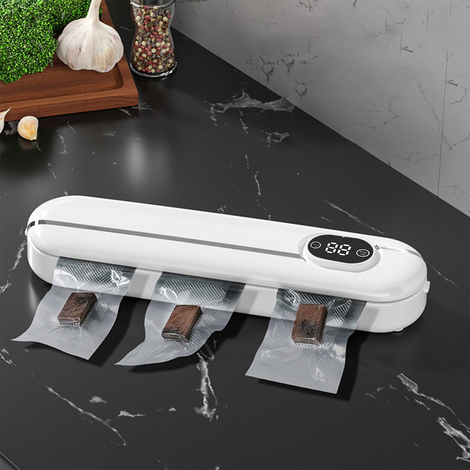 Byujiro Mini Vacuum Sealer Machine with 10 Vacuum Bags, Automatic Household Food Sealer, Compact Air Sealing System for Food Storage, Meal Prep & Kitchen Organization