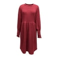 thumbnail image 4 of Oksale Womens Sweater Dress for Fall Casual Crewneck Knit Dresses with Pockets Long Sleeve Mini Dress Slouchy Comfy Bodycon Outfits 2025 Red XL, 4 of 7