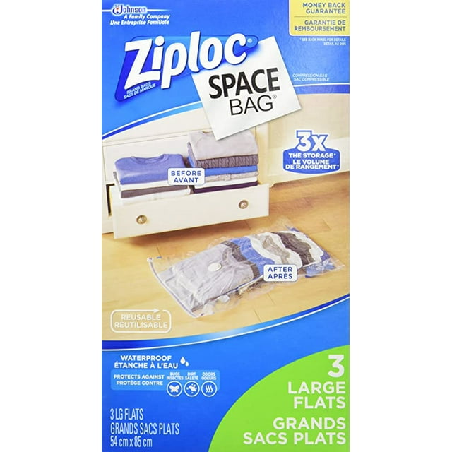 Space Bag Clothes Vacuum Sealer Storage Bags for Home and Closet Organization, Protects from Moisture, Dust and Pests, Large, 3 Count