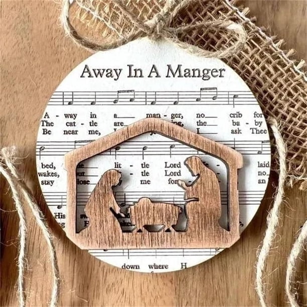 Adorno Colgante de Madera XINYU Belén con Partituras Musicales Regalos Religiosos