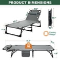 thumbnail image 3 of NAIZEA 75" Folding Camping Cot for Adult, 5 Position Adjustable Portable Camping Bed, Lounge Chair with 2 Side Mattress, Blue, 3 of 7