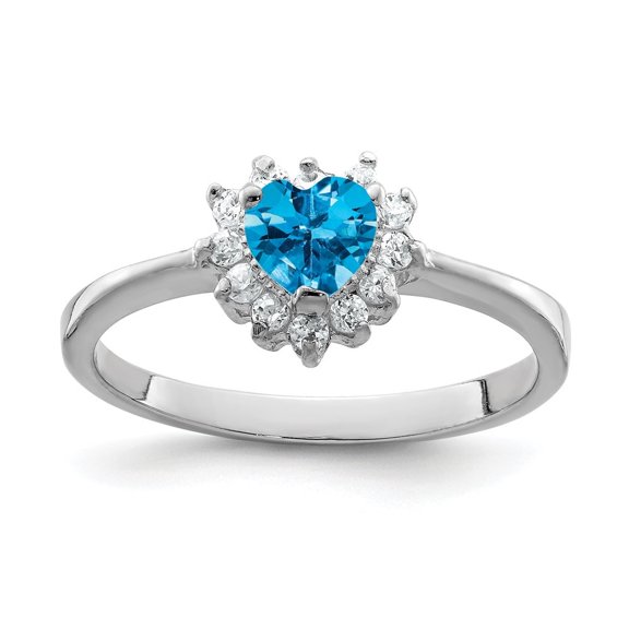 Auriga 925 Sterling Silver 0.5ct Round Cut Sky Blue Topaz Engagement Ring Size 7 for Women
