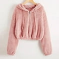 thumbnail image 2 of cllios Womens Crop Hoodies Sherpa Zip Up Top Trendy Plush Outwear Long Sleeve Casual Hooded Jacket, 2 of 6