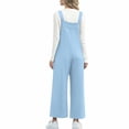 thumbnail image 4 of JURANMO Jumpsuits for Women Loose Wide Leg Bib Overalls Solid Casual Long Rompers Summer Casual One Piece Pants with Pockets Vacation Outfits Light Blue L Clearance Sale, 4 of 9