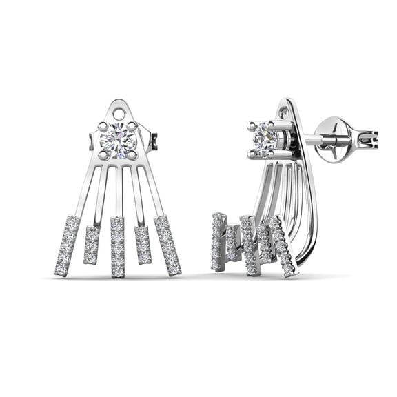 Cate & Chloe Angelina 18k White Gold Plated Claw Stud Earrings with Simulated Diamonds for Women