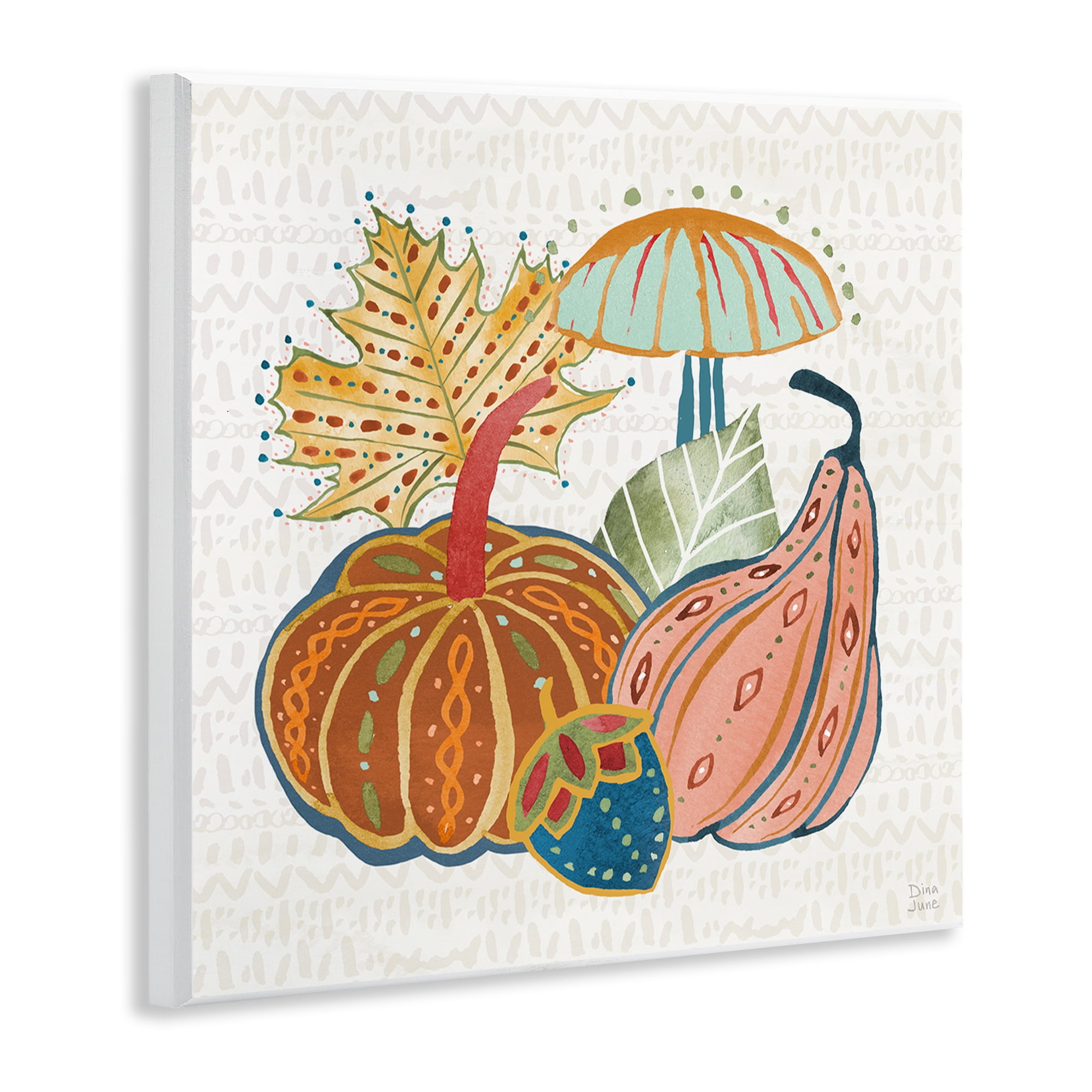 Stupell Industries Harvest Whimsy Gourds Holiday Painting Unframed Art Prints Wall Art, 12 x 12