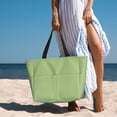 thumbnail image 5 of Goofa Green Gingham Print Beach Bags Waterproof Beach Tote Bag Zipper Sandproof Swim Pool Bag Large Tote Beach Vacation Travel, 5 of 6