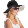 thumbnail image 1 of Womens Foldable Shapeable Brim Sun Hat UPF 50+ Cotton Wide Brim Beach Adjustable Chin Strap Hat Sun Protection Cap, 1 of 5