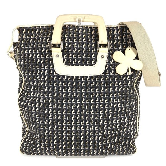 Pre-Owned CHANEL Clover Logo 2-Way Handbag/Vertical Tote/Shoulder Bag in... (Good)