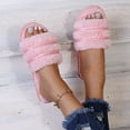 thumbnail image 6 of Anuirheih Plush Slippers Women, Open Toe Casual Sandals Slip On Shoes Soft Home Sandals Indoor Outdoor, 6 of 9