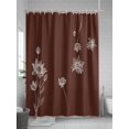 thumbnail image 5 of Fsddascl Brown White Floral Shower Curtain Set - 48" x 72" Washable Bathtub Curtain with 12 Hooks, Abstract Art Summer Botanical Waterproof Fabric Stall Shower Curtains for Bathroom/Bathtub Décor, 5 of 6