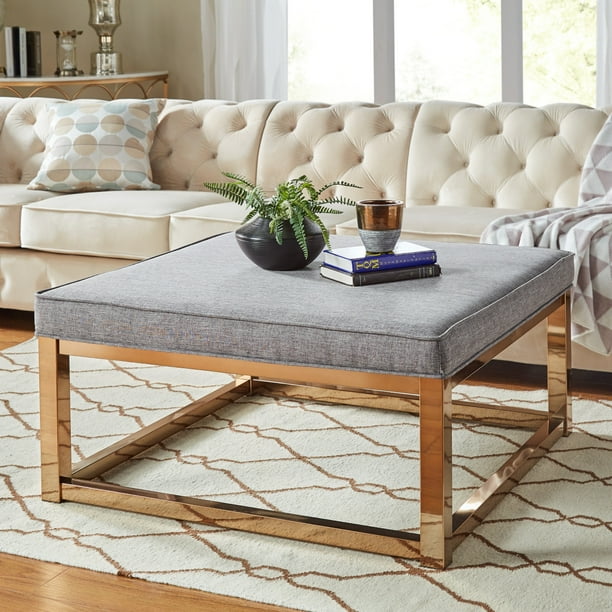 Weston Home Libby Smooth Top Cushion Ottoman Coffee Table With Champagne Gold Straight Base Multiple Colors Walmart Com Walmart Com