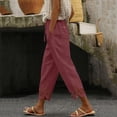 thumbnail image 2 of Axiiglly Women's Capris Pants Casual Loose High Waist Cropped Pants with Pockets Solid Color Holiday Outdoor Trousers S-3XL, 2 of 6