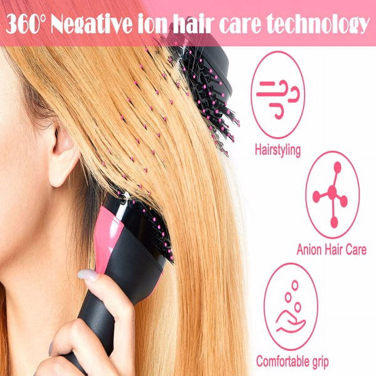 Hair Dryer Brush Blow Dryer Brush in One, Upgraded 4 in 1 Hair Dryer and Styler Volumizer with Negative Ion Anti-frizz Ceramic Titanium Barrel Hot Air Brush Hair Straightener Brush