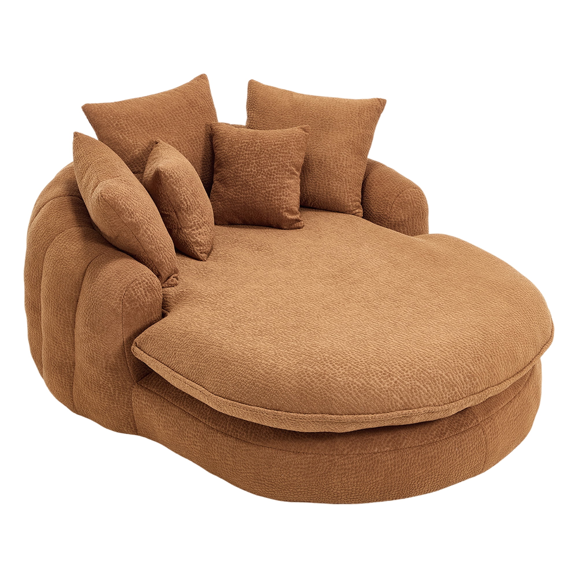 Aukfa Oversized Bean Bag Sofa, 59.84" Deep Sleeper Chaise with 5 Pillows, Chenille, Orange