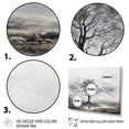 thumbnail image 3 of Designart "Monochrome Misty Tree horizon I" Floral Floater Framed Wall Art Print, 3 of 7