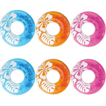 Intex Colorful Transparent Inflatable Swimming Pool Tube Raft (6 Pack) | 59251EP