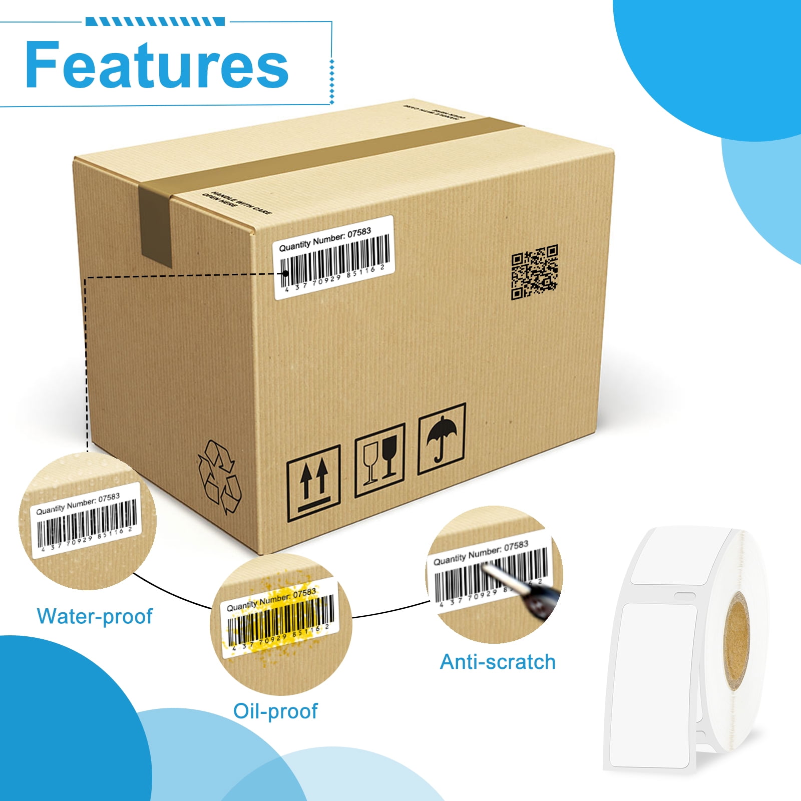 NineLeaf 8 Rolls Compatible for DYMO 30336 1 in x 2-1/8 in Shipping Address Barcode Direct Thermal Labels, 500 Labels Per Roll