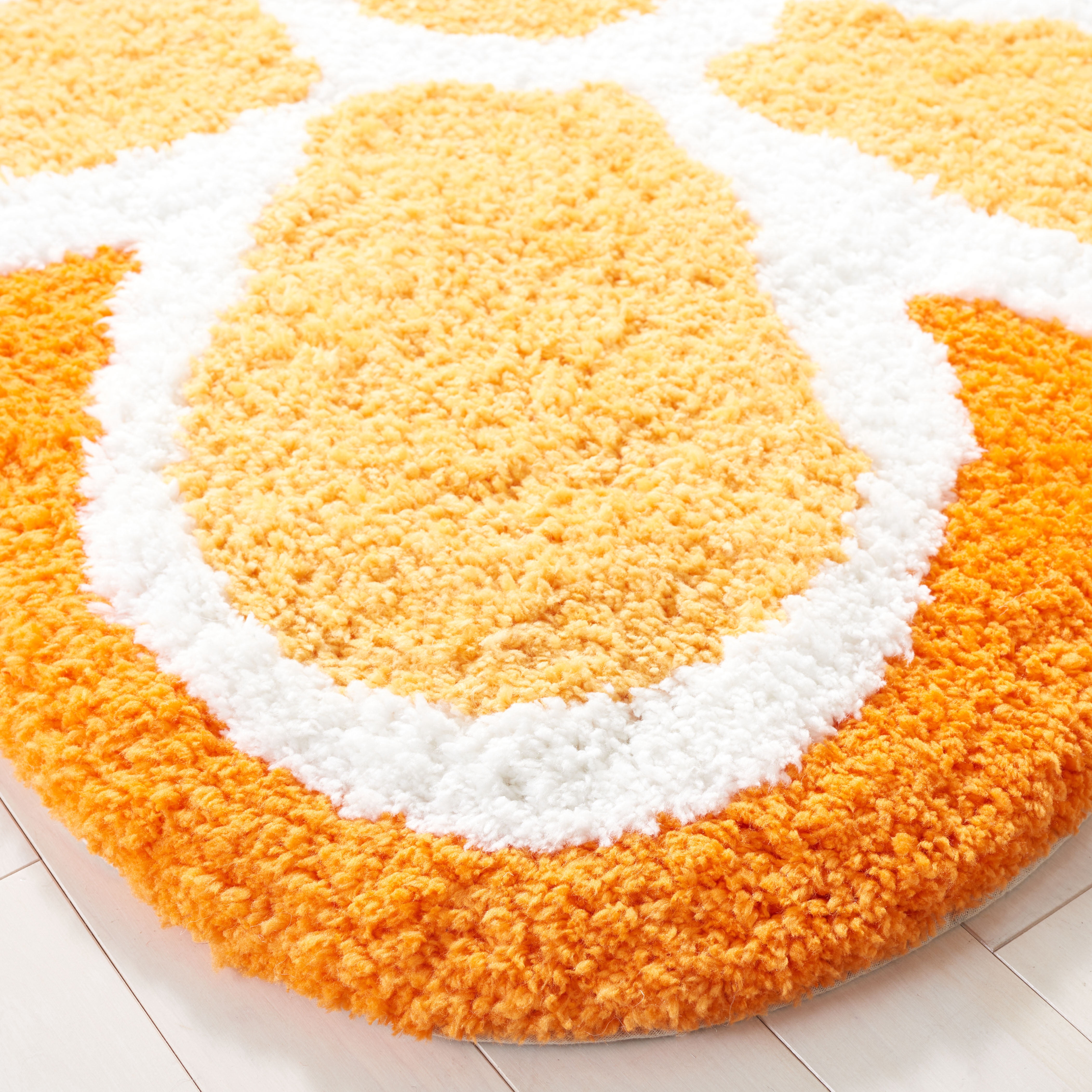 SAFAVIEH Novelty Taneka Floral Area Rug, Ivory/Orange, 4' x 4' Round