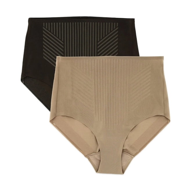 Miraclesuit 2-Pack Light Tummy Control Shaping Briefs - 2532P (Black/Stucco, L)