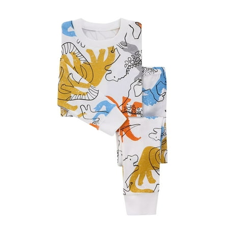 

Toddler Girls Boys Baby Soft Pajamas Toddler Cartoon Prints Long Sleeves Kid Sleepwear Top Pants Sets Outfits