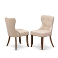 thumbnail image 3 of Elegant Upholstered Dining Chairs - Linen Fabric Seat, Nailhead Trim, Wood Frame - Set of 2, 3 of 3