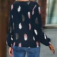 thumbnail image 4 of ZZwxWA Fashion Womens Loose Fit Cute Party Tops Oversize Comfortable Blouse Feather Print Womens Tops Dressy Long Sleeve Tunic Tops V-Neck T-shirts On Sale, 4 of 4