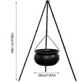 thumbnail image 5 of Large Halloween Witch Cauldron with Lighted Tripod Stand, 30.7 inch Tall Spooky Black Plastic Bowl with LED Lights for Indoor Outdoor Yard Garden Decoration, 1Pack D, 5 of 5