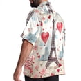 thumbnail image 3 of Eiffel Tower Valentine's Day Men's Poplin Casual Printed Button Down Short Sleeve Summer Beach Shirts Unisex, 3 of 6