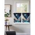 thumbnail image 3 of Teal Blue Geometric Tier Curtains 24 Inch Length,Sheer Curtains for Bedroom Living Room Window Abstract Sky Stars Moon Mountains Short Kitchen Curtains Drapes for Small Half Window 27.5"x24" 2 Panels, 3 of 7