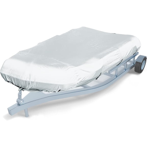 Seapisode 600D Marine Grade Fade and Tear Resistant Dinghy Cover, Heavy Duty Waterproof and Sunproof Inflatable Boat Cover, Silver (Up to 9.5' Long)