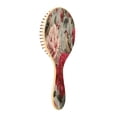thumbnail image 2 of Wood Paddle Brush with Cushion & Round Hair Brush Pink and Red Peonies Detangling Brush for All Hair Types, 2 of 7