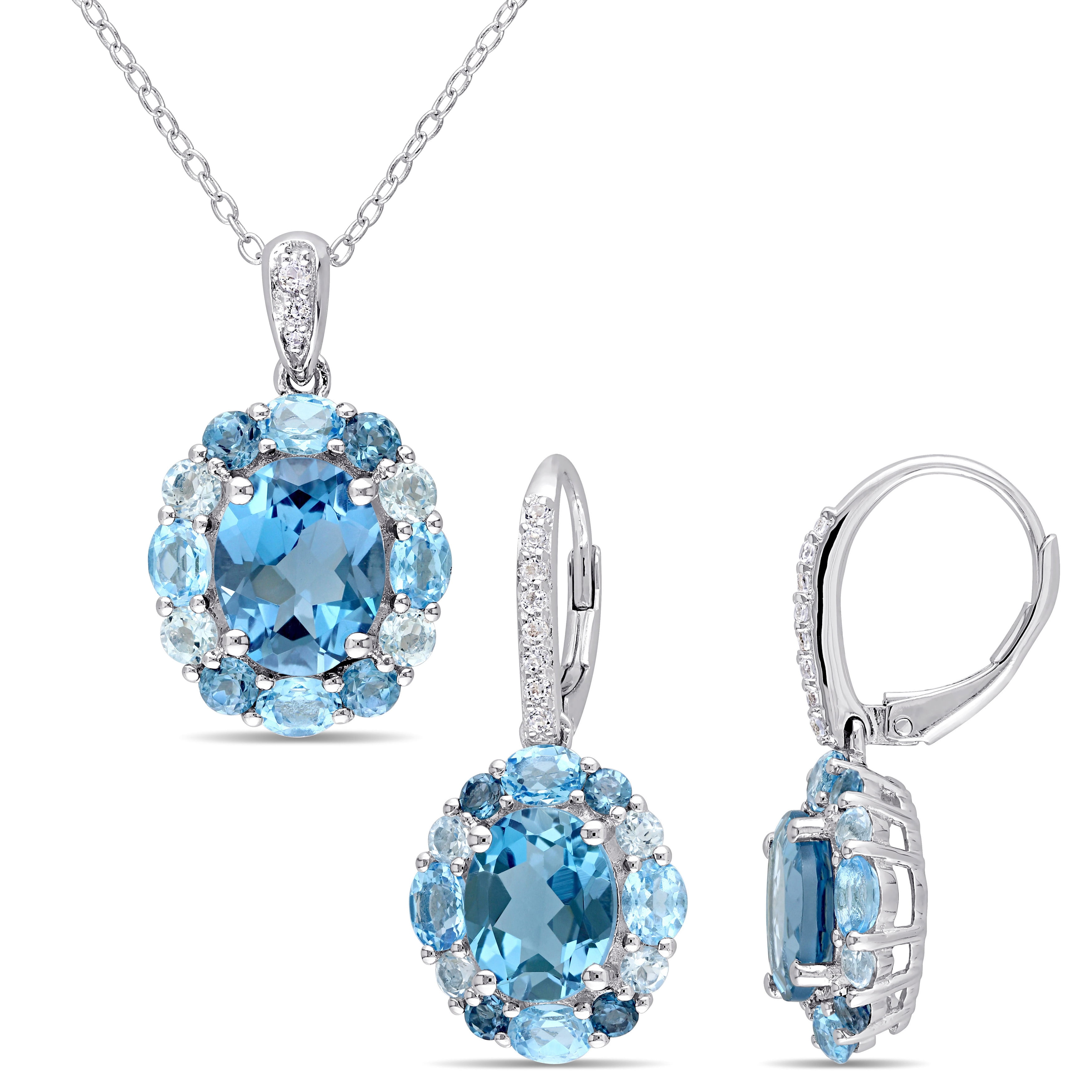 Miadora - Sterling Silver London Swiss and Sky-Blue Topaz with White