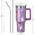 thumbnail image 2 of 40 oz Tumbler with Handle and Straw, Halloween Ghost Travel Mug, Insulated Stainless Steel Pumpkin Cup for Cold and Hot Drinks, Leak-Proof and Dishwasher Safe, 2 of 5