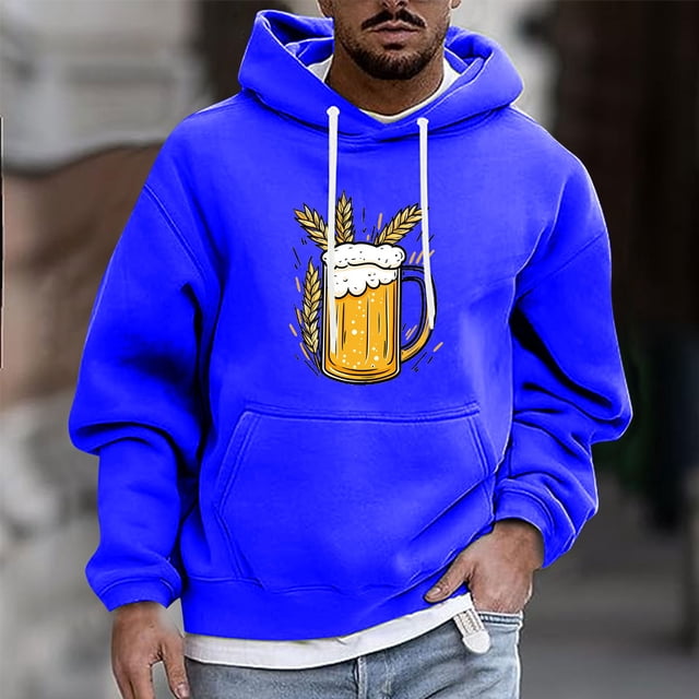 Sudadera con capucha para hombre, estilo casual, con cuello redondo, estampado, manga larga, blusa de poliéster